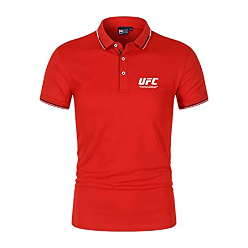 Herren T-Shirt Poloshirt Für UFC Print Jersey Kurzarm Golf Poloshirts Revers Halbarm Sport T-Shirts – Geschenke Für Teenager-Red||XXL von GLLUSA