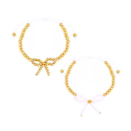 GLMOCM Goldenes Schleifen-Armband für Frauen – stapelbares Perlenarmband mit Boho-Rocailles-Perlen, adjustable, Metall, Kein Edelstein von GLMOCM