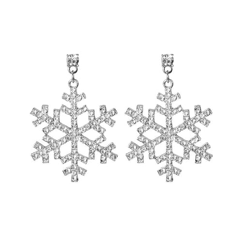 Schneeflocken-Ohrringe – Acryl-Schneeflocke mit weißen Pompon-Perlen – perfekt für Winter- und Weihnachtsgeschenke, one size, Acryl, Kein Edelstein von GLMOCM