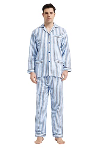 GLOBAL Herren Nachtwäsche Flanell Herren Pyjama Baumwolle Sets Langarm Herren Schlafanzug Lang Zweiteiliger Hausanzug PJ Set Loungewear Weihnachts Geschenk S-XXL von GLOBAL