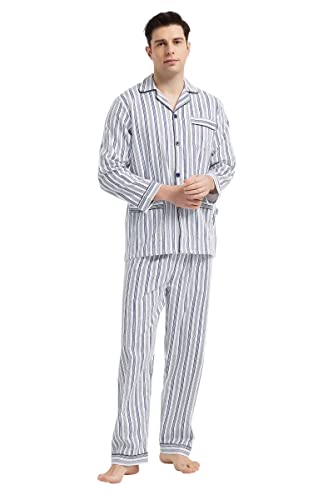 GLOBAL Herren Nachtwäsche Flanell Herren Pyjama Baumwolle Sets Langarm Herren Schlafanzug Lang Zweiteiliger Hausanzug PJ Set Loungewear Weihnachts Geschenk S-XXL von GLOBAL