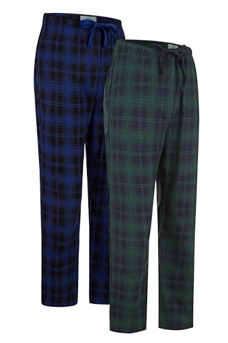 GLOBAL Herren Pyjamahose aus Flanell Baumwolle Schlafanzughose 2er Pack Blau Kariert Grün Kariert XXL GLOBAL Herren Pyjamahose aus Flanell Baumwolle Schlafanzughose 2er Pack Blau Kariert Grün Kariert XXL von GLOBAL