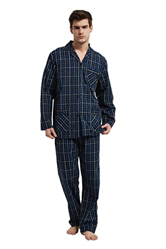 GLOBAL Herren Schlafanzug Lang Zweiteiliger' Pyjamaset Baumwolle Button Down Nachtwäsche Herren Pjs Set Oberteil & Hose Loungewear Nightwear Set Norwegisches Blaues Plaid S GLOBAL Herren Schlafanzug Lang Zweiteiliger' Pyjamaset Baumwolle Button Down Nachtwäsche Herren Pjs Set Oberteil & Hose Loungewear Nightwear Set Norwegisches Blaues Plaid S von GLOBAL