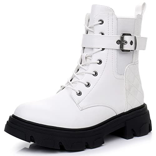GLOBALWIN Damen Combat Boots Schnürstiefeletten Bequeme Stollensohle Stiefel für Frauen Chunky Low Heel, 21yy28 Weiß, 38.5 EU GLOBALWIN Damen Combat Boots Schnürstiefeletten Bequeme Stollensohle Stiefel für Frauen Chunky Low Heel, 21yy28 Weiß, 38.5 EU von GLOBALWIN