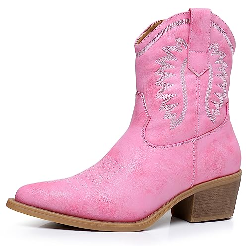 GLOBALWIN Western-Cowgirl-Stiefel für Damen, wadenhoch, bequem, mit spitzem Zehenbereich, 23yy07 Pink, 40.5 EU von GLOBALWIN