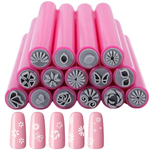 GLOBLELAND 15 STÜCK Nailart Stempelstift Set Nagelstempelstift DIY Nagelkunst Werkzeuge Blumen Nagelstempelstift Stempel Nagelkunst Werkzeug Mit Verschiedenen Mustern Nagelstempelstift Set Für Frauen von GLOBLELAND