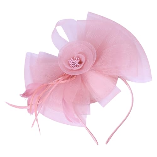 GLOBLELAND Netzschleier Stirnband Mit Haarspangen Fascinator Netzschleier Stirnband Mit Feder Für Frauen Cocktailhut Brauthut Hochzeit Teeparty Anlässe von GLOBLELAND