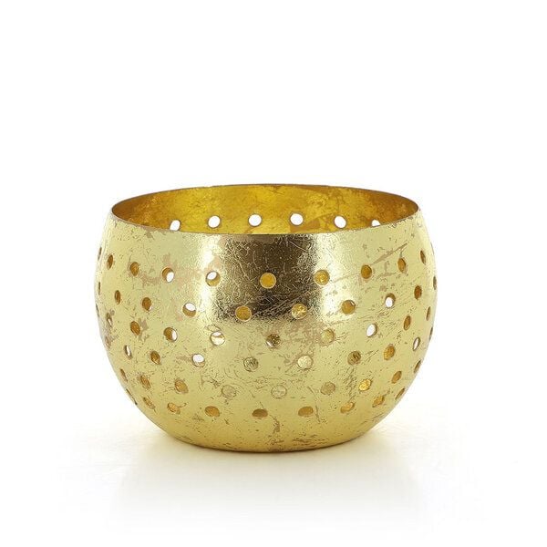 GLOBO Fair Trade Großes Windlicht DOTS GOLD aus Eisenblech, Fair Trade aus Indien von GLOBO Fair Trade