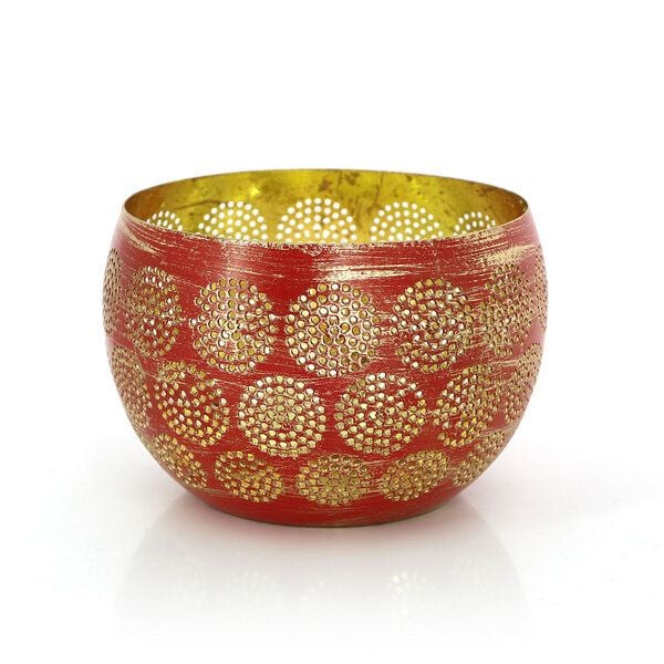 GLOBO Fair Trade Windlicht MANDALA ROT aus Eisenblech, Fair Trade aus Indien von GLOBO Fair Trade