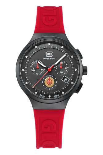 GLOCK Damen Quarz Uhr | 38mm Gehäuse | Armbanduhr mit Schwarzem Edelstahlgehäuse | Schwarzem Zifferblatt | Rotem Silikonarmband | 10ATM | GW-16-1-18 GLOCK Damen Quarz Uhr | 38mm Gehäuse | Armbanduhr mit Schwarzem Edelstahlgehäuse | Schwarzem Zifferblatt | Rotem Silikonarmband | 10ATM | GW-16-1-18 von GLOCK