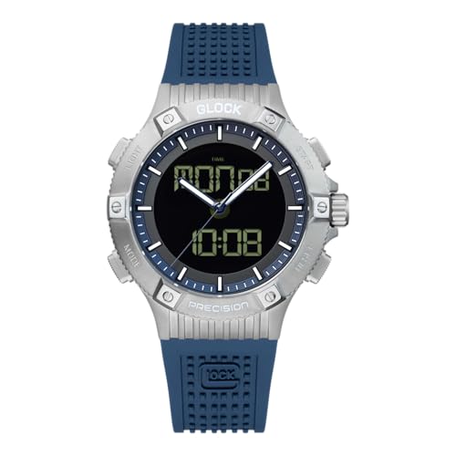 GLOCK Herren Quarz Uhr | 44mm Gehäuse | Armbanduhr mit Silbernem Edelstahlgehäuse | Blauem Zifferblatt | Blauem Silikonarmband | 10ATM | GW-24-2-24 GLOCK Herren Quarz Uhr | 44mm Gehäuse | Armbanduhr mit Silbernem Edelstahlgehäuse | Blauem Zifferblatt | Blauem Silikonarmband | 10ATM | GW-24-2-24 von GLOCK
