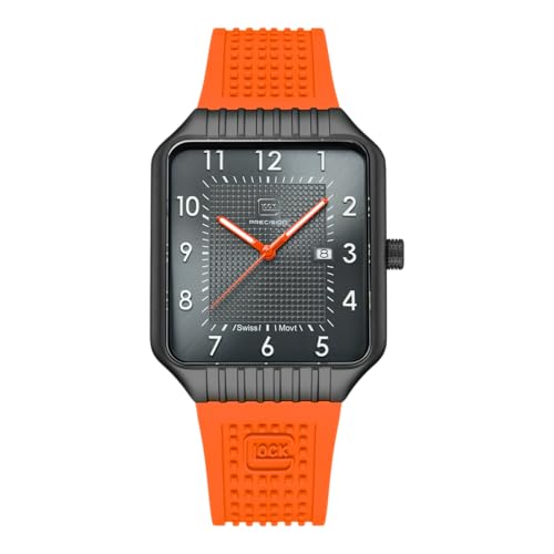 GLOCK Herren Quarz Uhr | 48x38mm Gehäuse | Armbanduhr mit Schwarzem Edelstahlgehäuse | Grauem Zifferblatt | Orangenem Silikonarmband | 5ATM | GW-2-1-24 GLOCK Herren Quarz Uhr | 48x38mm Gehäuse | Armbanduhr mit Schwarzem Edelstahlgehäuse | Grauem Zifferblatt | Orangenem Silikonarmband | 5ATM | GW-2-1-24 von GLOCK