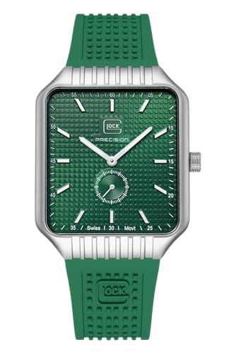 GLOCK Herren Quarz Uhr | 48x38mm Gehäuse | Armbanduhr mit Silbernem Edelstahlgehäuse | Grünem Zifferblatt | Grünem Silikonarmband | 5ATM | GW-5-1-24 GLOCK Herren Quarz Uhr | 48x38mm Gehäuse | Armbanduhr mit Silbernem Edelstahlgehäuse | Grünem Zifferblatt | Grünem Silikonarmband | 5ATM | GW-5-1-24 von GLOCK