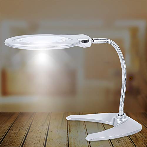 2,5-fache 5-fache Schreibtischlupe mit LED-Licht – Verstellbarer Winkel und Freihändiges Design – Ideal für Wartungspersonal und Lehrer – Hochwertiges ABS + PMMA-Material von GLOGLOW