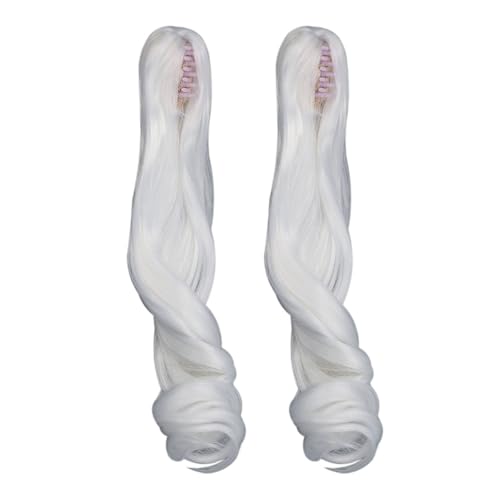 Ball Jointed Puppe Perücke, Lockiges langes Haar Griff Clip Pferdeschwanz Weiche Synthetische Römische Locke, Geeignet für Baumwolle Puppen und Ball Jointed Puppen (Mannweiß) von GLOGLOW