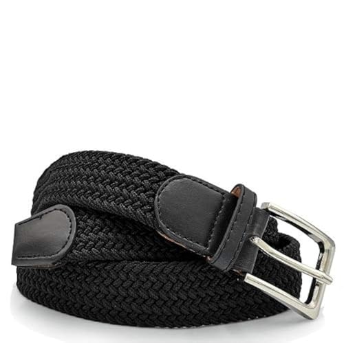 GLOMY Elastischer Gürtel geflochten für Damen und Herren Belt in einem, oder zweifarbig Unisex Mehrfarbig Schwarz 110 cm von GLOMY