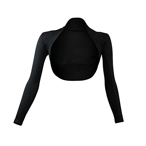 GLOMY Kurzer Damen-Bolero aus Chiffon, lange Ärmel, Zeremonie, Strickjacke, Schwarz , M von GLOMY