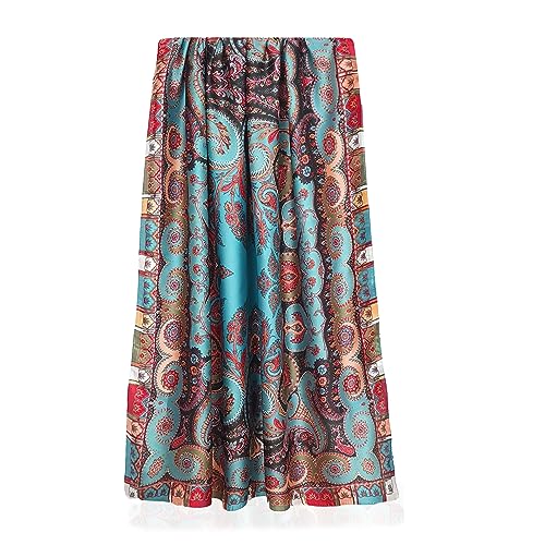 GLORIS Damen schal fein seidig groß 180 x 90 cm HellBlau mit bunten Paisley Prints. Halstuch Tuch für Frauen. Kopftuch Halstuch Schal. Seidenschal Elegante von GLORIS