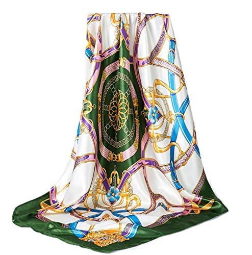 GLORIS New Seidenschal Damen 90x90cm Green Elegante Seidentuch Haare Seidentuch Halstuch Elegant Satintuch Halstuch Seide Bandana Tuch Kopftücher Ansatz Scarf von GLORIS