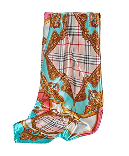 GLORIS New Seidenschal Damen 90x90cm HellBlau Rosa Elegante Seidentuch Haare Seidentuch Halstuch Damen Elegant Satintuch Halstuch Seide Bandana Tuch Kopftüch Ansatz Scarf… von GLORIS