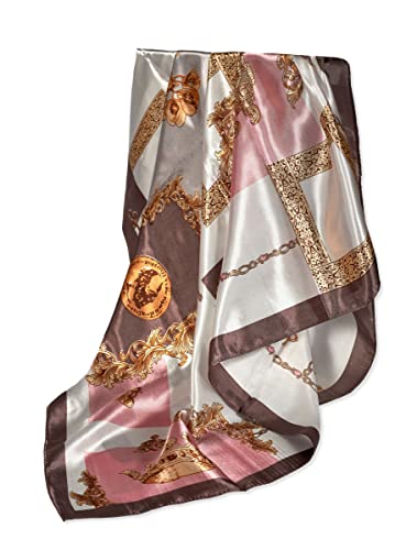 GLORIS Seidenschal Damen 90x90cm Rose beige Elegante Seidentuch Haare Seidentuch Damen Halstuch Satintuch Halstuch Seide Bandana Tuch Kopftücher Ansatz Scarf von GLORIS