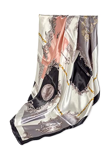 GLORIS Seidenschal Damen Elegante 90x90cm Seidentuch Haare Halstuch Damen Seide Elegant Satintuch Halstuch Seide Bandana Tuch Kopftücher Ansatz Scarf Bandana (Grau) von GLORIS