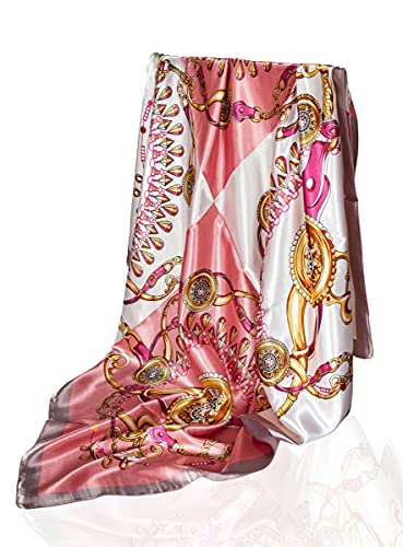 GLORIS Seidenschal Roses Quadrat 90x90cm Damen Elegante Seidentuch Haare Seidentuch Halstuch Satintuch Halstuch Bandana Tuch Kopftücher Damen Ansatz Scarf von GLORIS