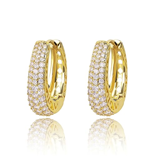 Ohrringe Damen Gold Farbe Mädchen Modische Leichte Ohrringe Creolen Hypoallergene 18K Huggie Vergoldet Damen Modeschmuck für Frauen und Mädchen (Gold O) von GLORIS