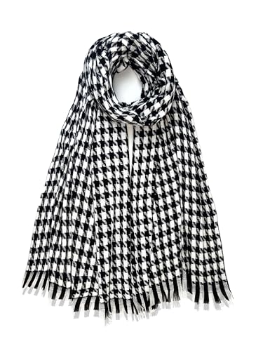 GLORIS Warmer Kaschmir Schal Herbst Winter Hahnentritt Schal/XL Stola Umschlagtuch Warm Pashmina Schals 200 * 70 cm. (Schwarz) von GLORIS