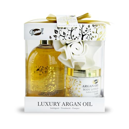 GLOSS!| Beauty-Set für Damen | Geschenkbox für Damen | Arganöl Beauty Kollektion | EVA Duschgel, Körperlotion & Schwamm| Muttertagsgeschenkbox Idee, Geburtstagsgeschenk von GLOSS