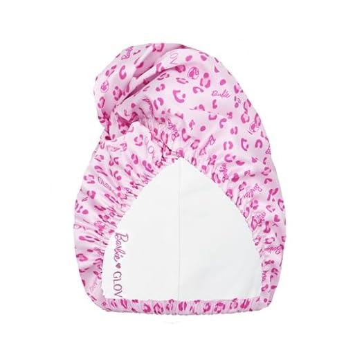 GLOV Barbie Doppelseitiges Haartuch Sport Satin und Saugfähiges Haar Handtuch Turban Satin Haarhaube für die Nacht Haar Schlafhaube und Sport Haarturban Schnelltrocknend Mikrofaser (Pink Panther) von GLOV