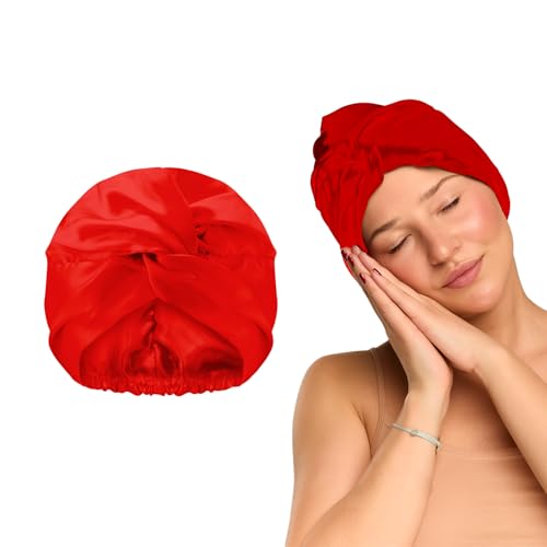 GLOV Schlafmütze Damen Schlafkappe Satin Haarhaube für die Nacht Haarnetz Satin Bonnet Turban für Langes Lockiges Haar Kopfbedeckung Schlafhaube Haarschutz für die Nacht Einheitsgröße von GLOV