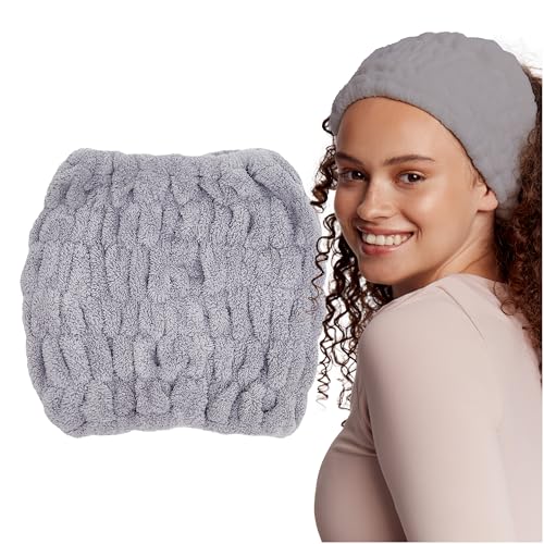 Haarband Damen Stirnband Sport Yoga Bad Dusche Spa Elastische Haarbänder für Make-up Gesichtswäsche Haarschutzband Haartuch Haar Handtuch Mikrofaser Waschbar Universalgröße (Grau) von GLOV