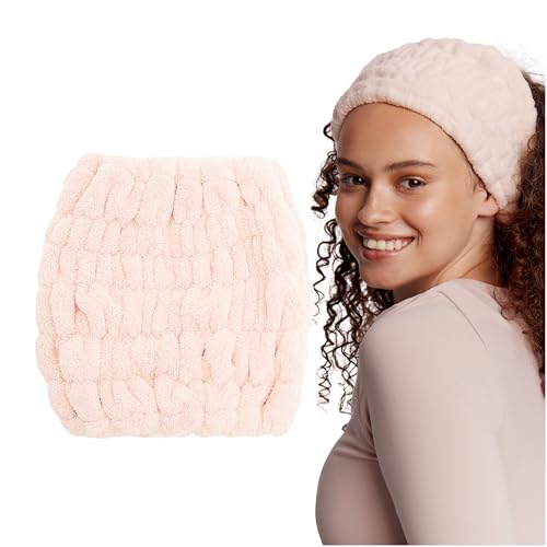 Haarband Damen Stirnband Sport Yoga Bad Dusche Spa Elastische Haarbänder für Make-up Gesichtswäsche Haarschutzband Haartuch Haar Handtuch Mikrofaser Waschbar Universalgröße (Rosa) von GLOV