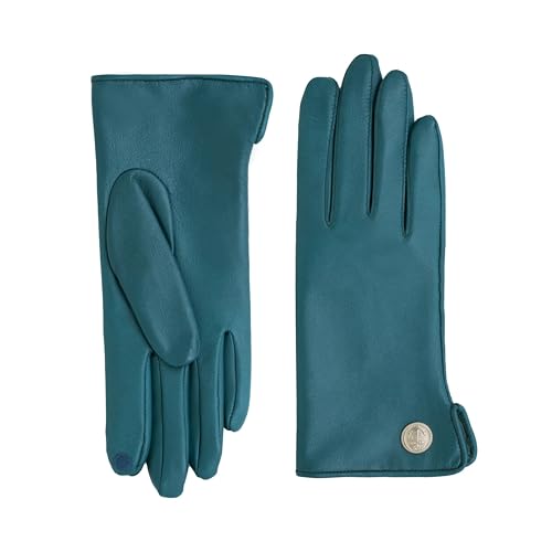 GLOVE STORY Lammlederhandschuhe für Damen mit 100% Seidenfutter und Ankerknopf – Elegantes, weiches und komfortables Material – Warme Winterhandschuhe für Damen – Handgefertigt (Crystal Teal 7) von GLOVE STORY