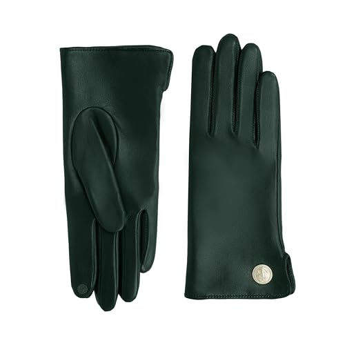 GLOVE STORY Lammlederhandschuhe für Damen mit 100% Seidenfutter und Ankerknopf – Elegantes, weiches und komfortables Material – Warme Winterhandschuhe für Damen – Handgefertigt (Pine 7.5) von GLOVE STORY