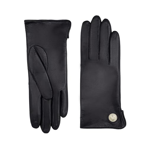 GLOVE STORY Lammlederhandschuhe für Damen mit 100% Seidenfutter und Ankerknopf – Elegantes, weiches und komfortables Material – Warme Winterhandschuhe für Damen – Handgefertigt (Schwarz 7) von GLOVE STORY