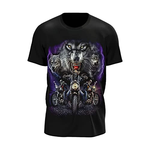 Wild Glow in The Dark T-Shirt | Biker | Motorradfahrer | Reaper | Sensenmann | Death | Totenkopf| Skull | Damen & Herren | Schwarz | Merchandise | Oversized von GLOW IN THE DARK • WILD • LEUCHTET IM DUNKLEN