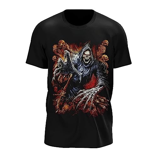Wild Glow in The Dark T-Shirt | Biker | Motorradfahrer | Reaper | Sensenmann | Death | Totenkopf| Skull | Damen & Herren | Schwarz | Merchandise | Oversized von GLOW IN THE DARK • WILD • LEUCHTET IM DUNKLEN
