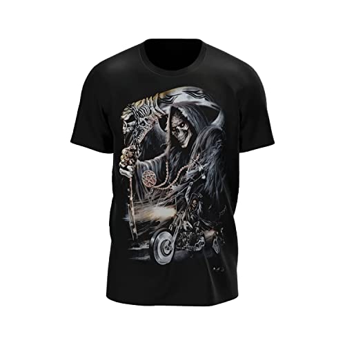 Wild Glow in The Dark T-Shirt | Biker | Motorradfahrer | Reaper | Sensenmann | Death | Totenkopf| Skull | Damen & Herren | Schwarz | Merchandise | Oversized von GLOW IN THE DARK • WILD • LEUCHTET IM DUNKLEN