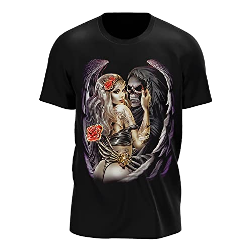 Wild Glow in The Dark T-Shirt | Biker | Motorradfahrer | Reaper | Sensenmann | Death | Totenkopf| Skull | Damen & Herren | Schwarz | Merchandise | Oversized von GLOW IN THE DARK • WILD • LEUCHTET IM DUNKLEN