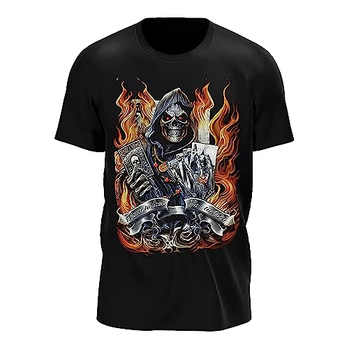 Wild Glow in The Dark T-Shirt | Biker | Motorradfahrer | Reaper | Sensenmann | Death | Totenkopf| Skull | Damen & Herren | Schwarz | Merchandise | Oversized von GLOW IN THE DARK • WILD • LEUCHTET IM DUNKLEN