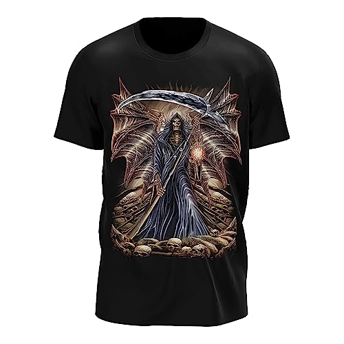 Wild Glow in The Dark T-Shirt | Biker | Motorradfahrer | Reaper | Sensenmann | Death | Totenkopf| Skull | Damen & Herren | Schwarz | Merchandise | Oversized von GLOW IN THE DARK • WILD • LEUCHTET IM DUNKLEN