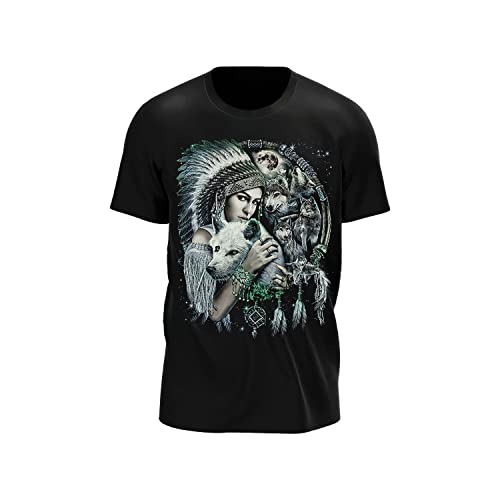 Wild Glow in The Dark T-Shirt | Tieren | Wolves | Native Americans | Indianer | Damen & Herren | Schwarz | Merchandise | Oversized von GLOW IN THE DARK • WILD • LEUCHTET IM DUNKLEN