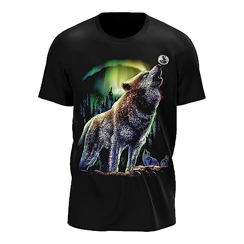 Wild Glow in The Dark T-Shirt | Tieren | Wolves | Native Americans | Indianer | Damen & Herren | Schwarz | Merchandise | Oversized von GLOW IN THE DARK • WILD • LEUCHTET IM DUNKLEN