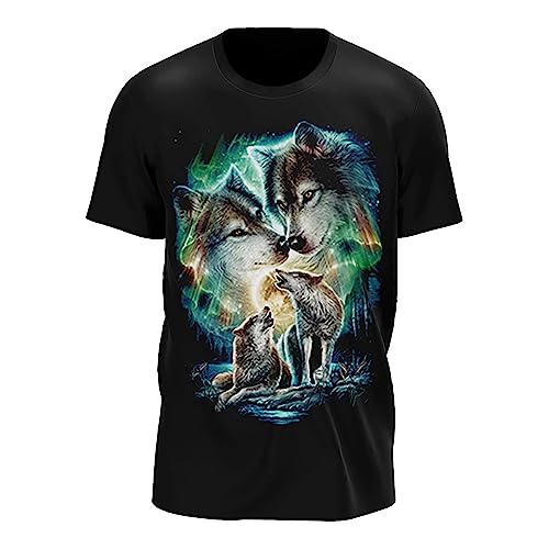 Wild Glow in The Dark T-Shirt | Tieren | Wolves | Native Americans | Indianer | Damen & Herren | Schwarz | Merchandise | Oversized von GLOW IN THE DARK • WILD • LEUCHTET IM DUNKLEN