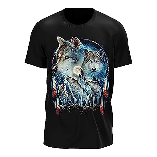 Wild Glow in The Dark T-Shirt | Tieren | Wolves | Native Americans | Indianer | Damen & Herren | Schwarz | Merchandise | Oversized von GLOW IN THE DARK • WILD • LEUCHTET IM DUNKLEN