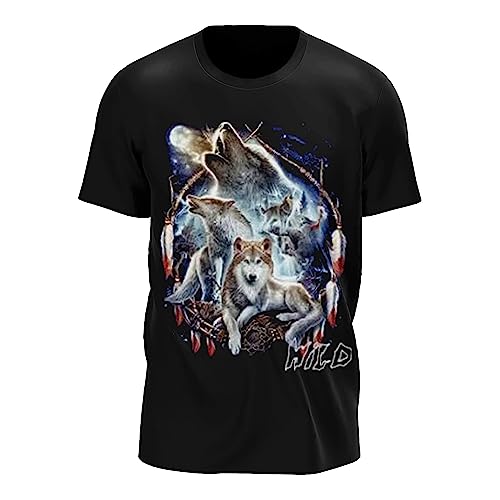 Wild Glow in The Dark T-Shirt | Tieren | Wolves | Native Americans | Indianer | Damen & Herren | Schwarz | Merchandise | Oversized von GLOW IN THE DARK • WILD • LEUCHTET IM DUNKLEN