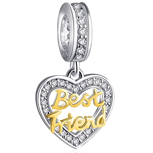 18K Gold Beste Freundin Dangle Charms passen Pandora Freundschaft Armband, 925 Sterling Silber Herz Best Friends BFF Anhänger Pave CZ Friendship Perlen, Geschenke für Girl Freunde/Boy Baby 18K Gold Beste Freundin Dangle Charms passen Pandora Freundschaft Armband, 925 Sterling Silber Herz Best Friends BFF Anhänger Pave CZ Friendship Perlen, Geschenke für Girl Freunde/Boy Baby von GLOWDAS