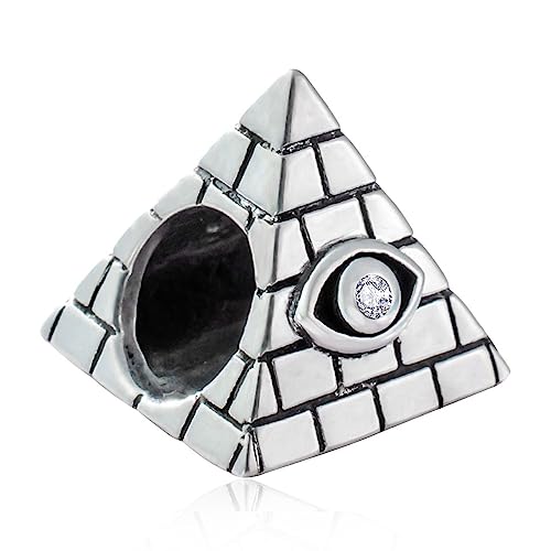 Böse Auge auf ägyptische Pyramide Charms passen Pandora Schlange Kette Armband, 925 Sterling Silber Ägypten Auge des Horus Dreieck Perlen, Geschenke für Urlaub/Valentinstag/Weltreise/Ruhestand von GLOWDAS